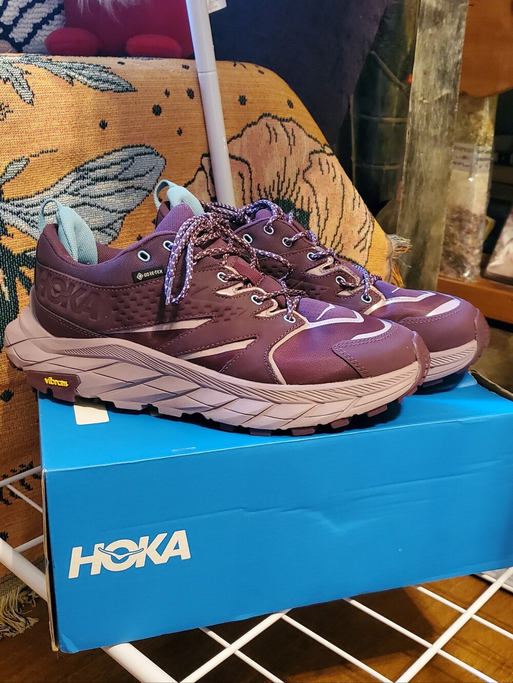Hoka Plum Purple Trail Running Shoes with Light Mauve Midsole